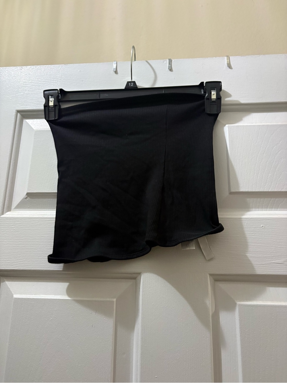Divided Black Ribbed Tube Top